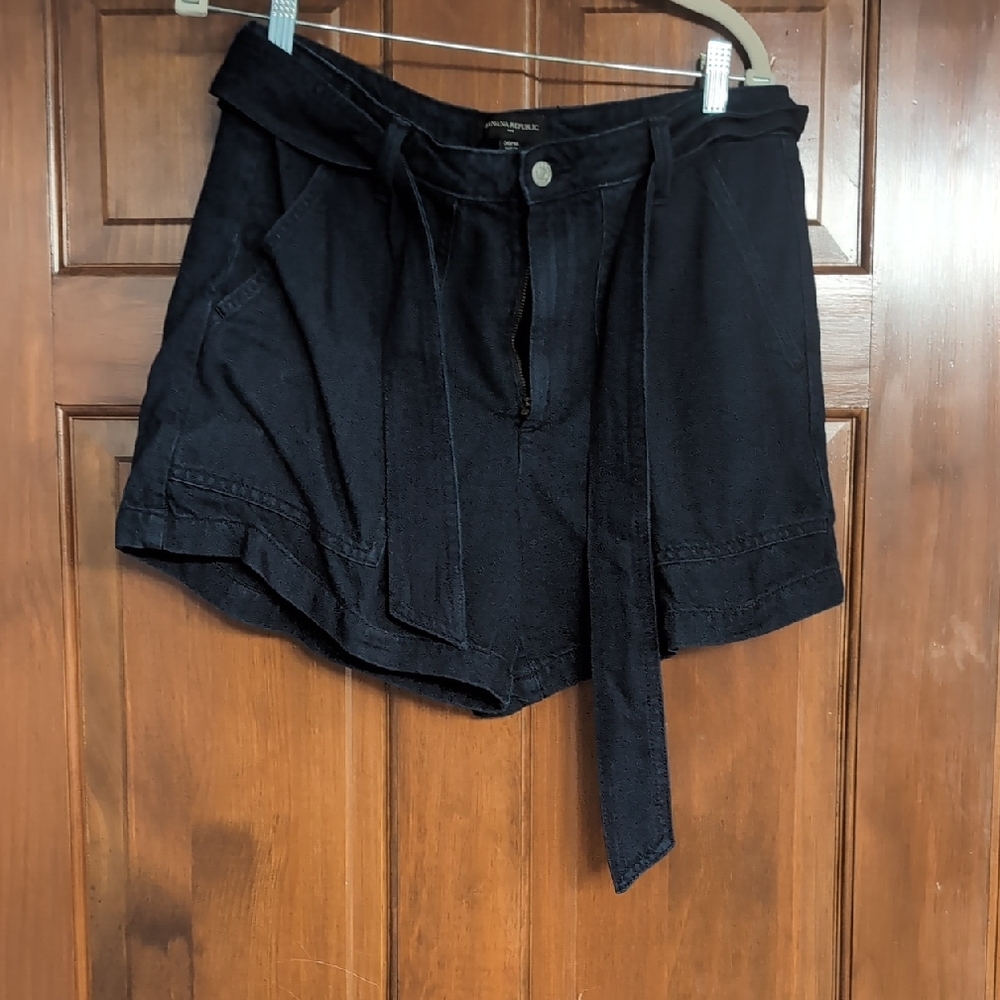 Banana Republic Black High Waist Shorts with Tie Belt
